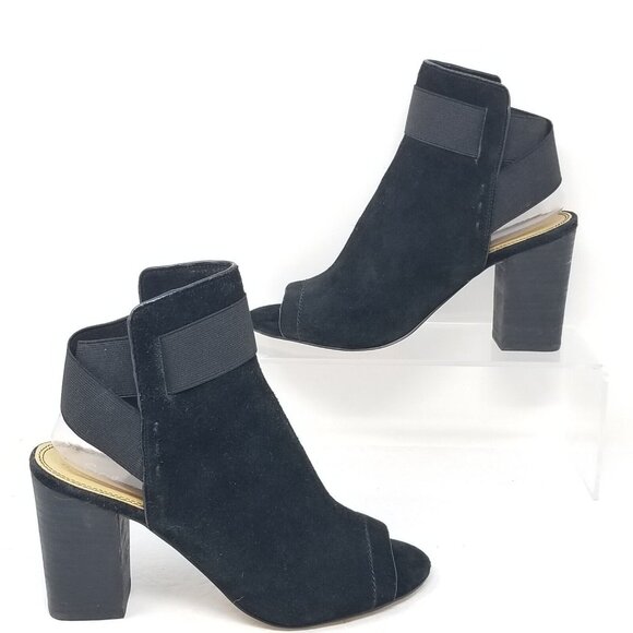 Splendid Diana Open Toe Black Genuine Suede Peep Toe Elastic Booties SZ 9.5 - Picture 1 of 10